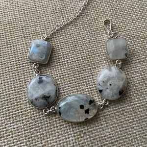 Elegant Silver and White Rainbow Moonstone Bracelet
